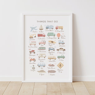Poster Transporte Alfabeto ABC Crianças ABC Decor Sala