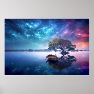Poster Transquil Lake Nature World Fantástico Paisagem Ar