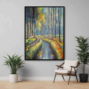 Poster Traquil River Path Impressionista Paisagem