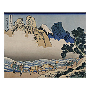 Póster Trás da montanha Fuji do rio Minobu Hokusai