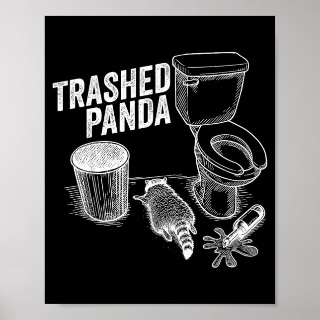 Poster Trashed Panda Funny Drunk Racoon  (Frente)