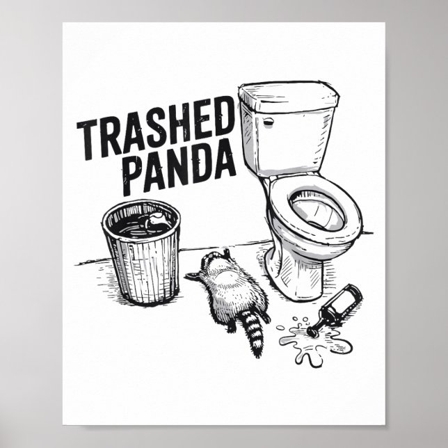 Poster Trashed Panda Funny Drunk Racoon  (Frente)