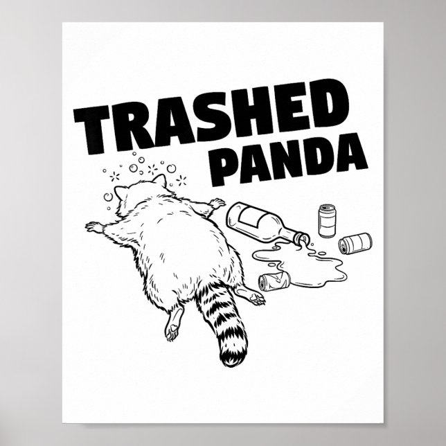Poster Trashed Panda Funny Drunk Racoon  (Frente)