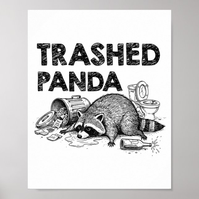 Poster Trashed Panda Funny Drunk Racoon Gets Drunk Meme F (Frente)