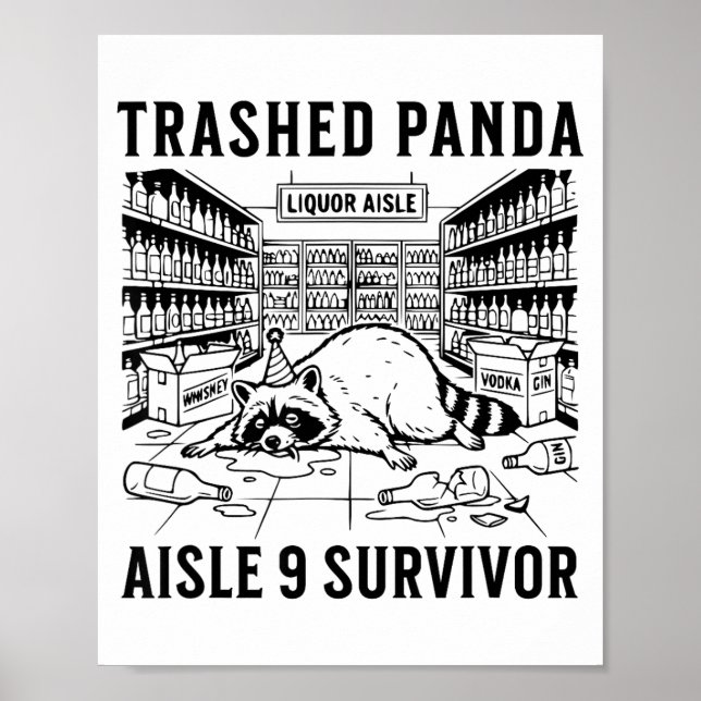 Poster Trashed Panda Liquore Funny Hangover Crazy Drunk R (Frente)
