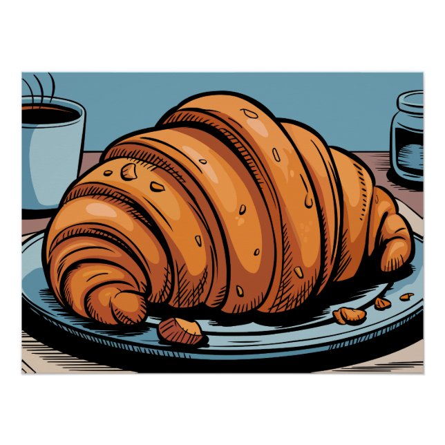 Póster Tratamento de Croissant Escamoso da Manhã (Frente)