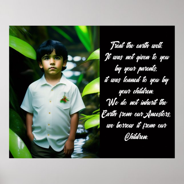 Poster Tratar bem a Terra | Menino tropical (Frente)