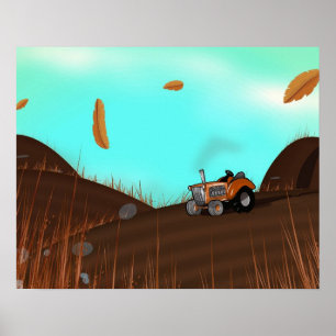Póster Trator agrícola vintage