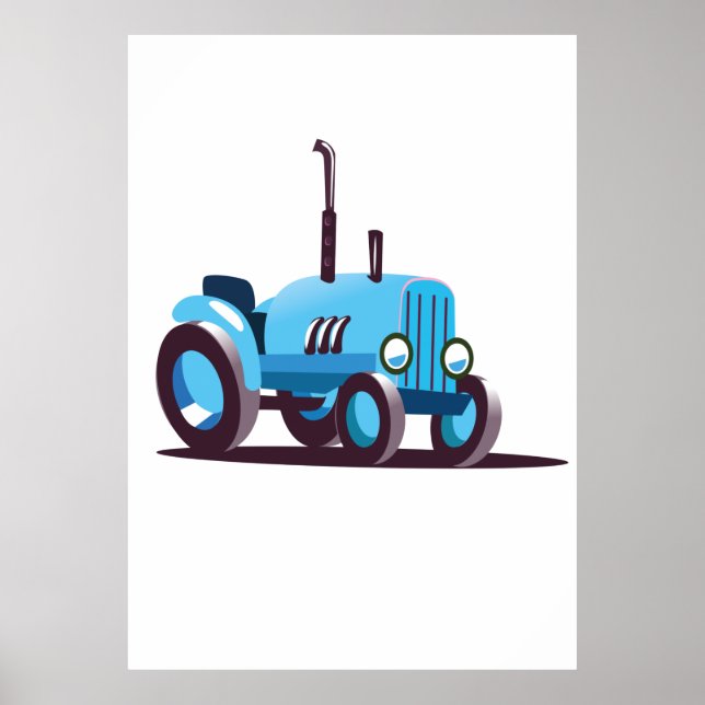 Poster Trator Azul Fofo (Frente)