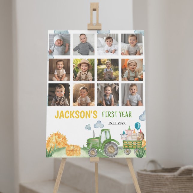 Poster Trator Birthday Primeiro Ano Fotografia - Sinal de (Criador carregado)