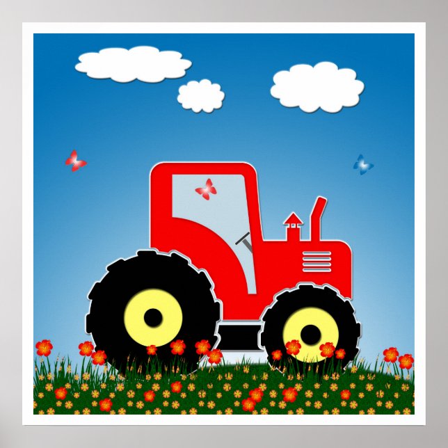 Póster Trator de brinquedo vermelho (Frente)