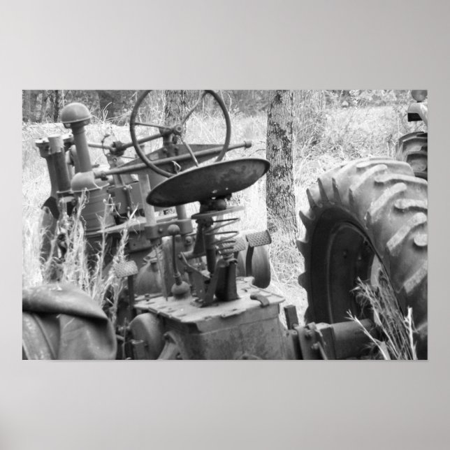 Poster trator em preto e branco (Frente)