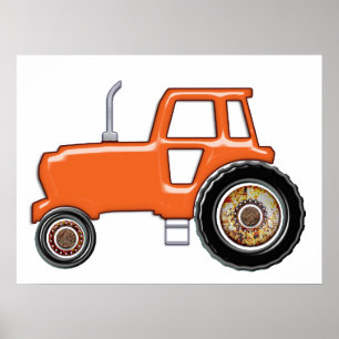 Póster Trator Laranja brilhante
