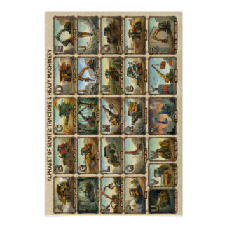 Póster Tratores A-Z e Equipamentos Pesados Alfabeto