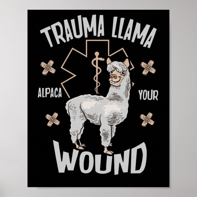 Poster Trauma Llama EMT Design EMS Alpaca (Frente)