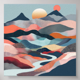 Poster Traumhafte Flussfahrt durch eine abstrakte Welt