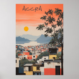 Poster Travel Aesthetic Painting City Accra Ghana