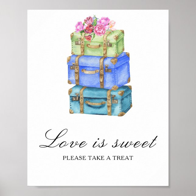 Poster Travel bridal shower Love is sweet (Frente)