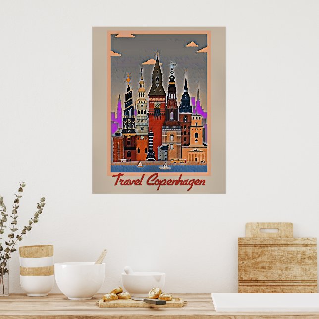 Poster Travel Copenhagen, Denmark (Cozinha)