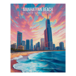 Póster Travel Poster | Manhattan Beach Wallart Home Deco