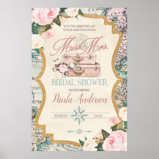 Poster Traveling from MISS TO MRS. Bridal Shower Welcome