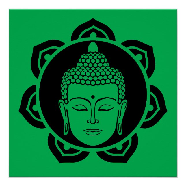 Póster Travesseiro de Meditação de Cabeça de Buda (Frente)