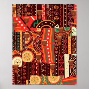 Poster Travesseiro decorativo de Padrão Tribal Afrocentic