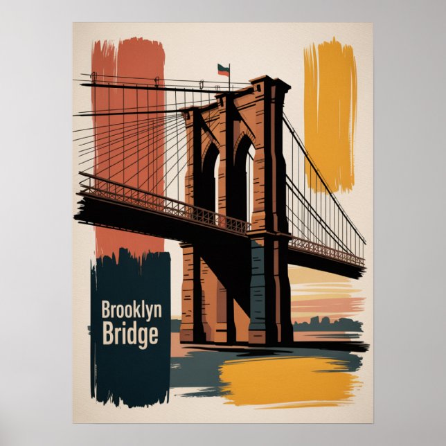 Poster Travessia da ponte de Brooklyn ao pôr do sol (Frente)
