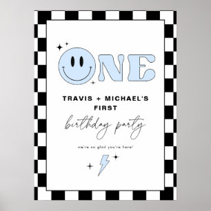 Poster TRAVIS Blue Smile Face Two Boy Birday Bem-vindo