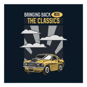 Póster Trazendo de volta o carro-retrô clássico