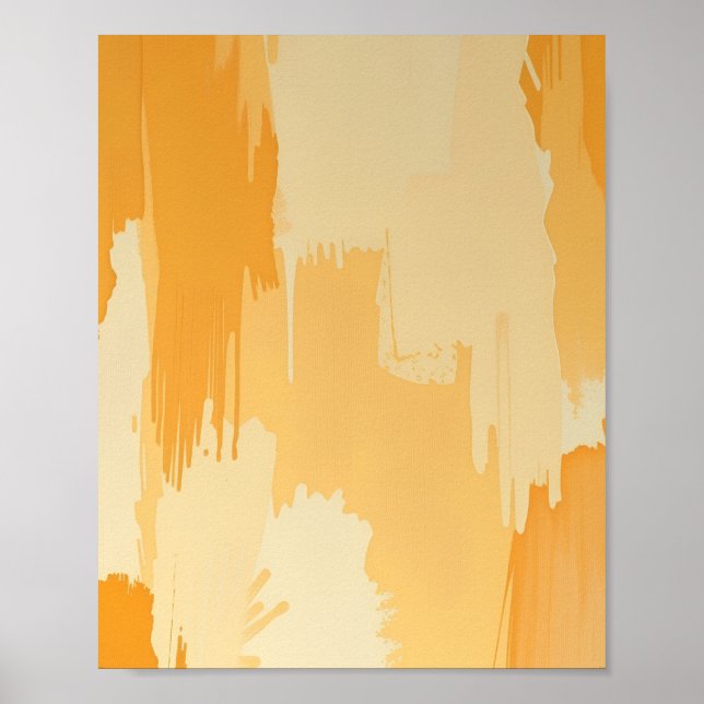 Poster Trazos de tinta amarelo e creme abstratos (Frente)