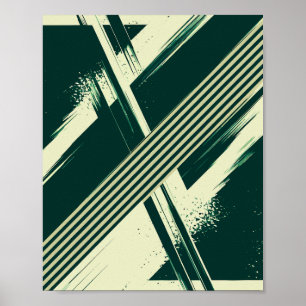 Poster Trazos Geométricos Verdes Abstratos