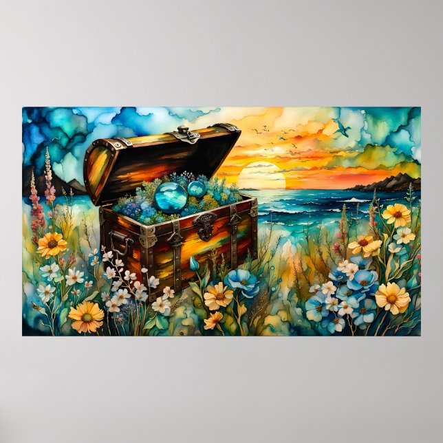 Poster Treasure Chest de Jardim de Flores Selvagens (Frente)