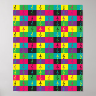 Poster Treble Clef Music Colorful
