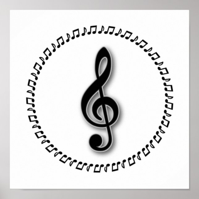 Póster Treble Clef Music Note Design (Frente)
