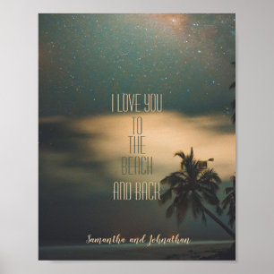 Poster Trecho de Amor Tropical Beach e Monogramas Starry 