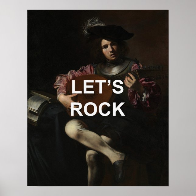 Poster Trecho de Texto Divertido + pintura de Lute Player (Frente)