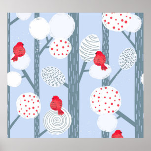 Poster Trechos de Natal, árvores, florestas de colheita.