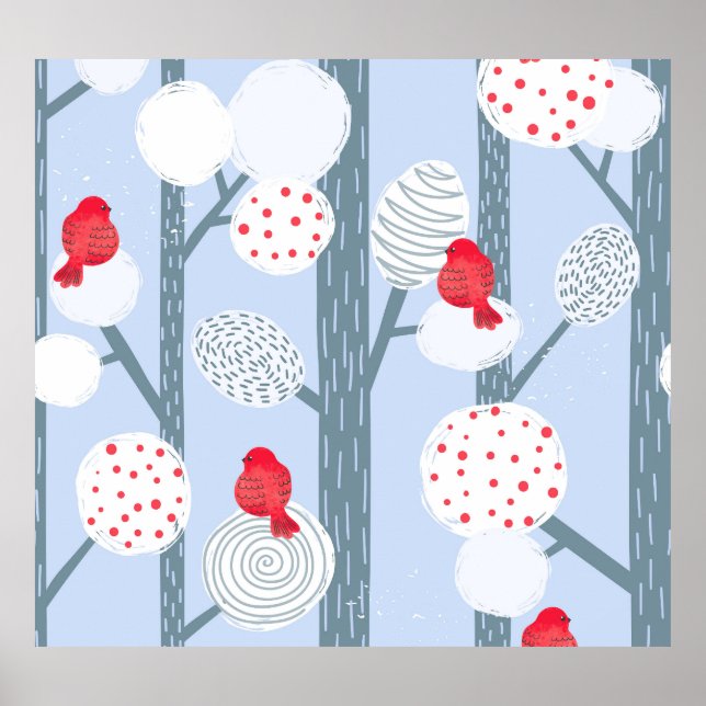 Poster Trechos de Natal, árvores, florestas de colheita. (Frente)