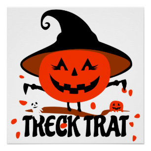 Póster Treck Trat Pumpkin sorrindo