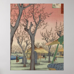 Póster Tree Blossoms Plum Garden Japanese Woodblock