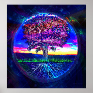 Poster Tree of Life Dark Blue