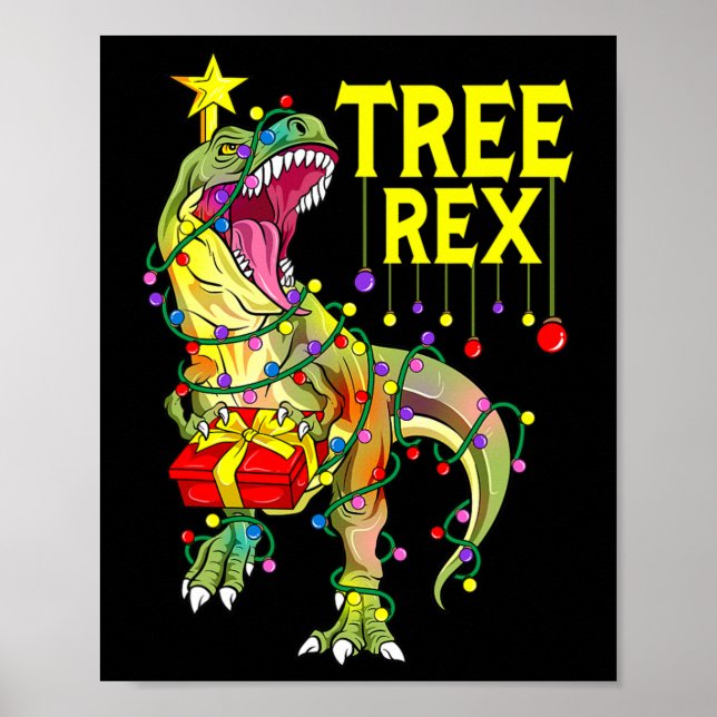 Poster Tree Rex! Paleontólogo de Natal Engraçado  (Frente)