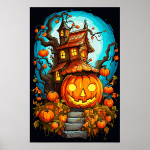 Poster Treehouse Assombrado Festivo Feliz Dia das Bruxa