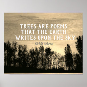 Poster Trees Art Poems literário Kahlil Gibraltar cita s