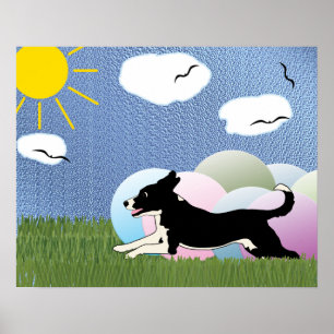 Poster Treibball - Cartoon Happy Dog and Balls v4