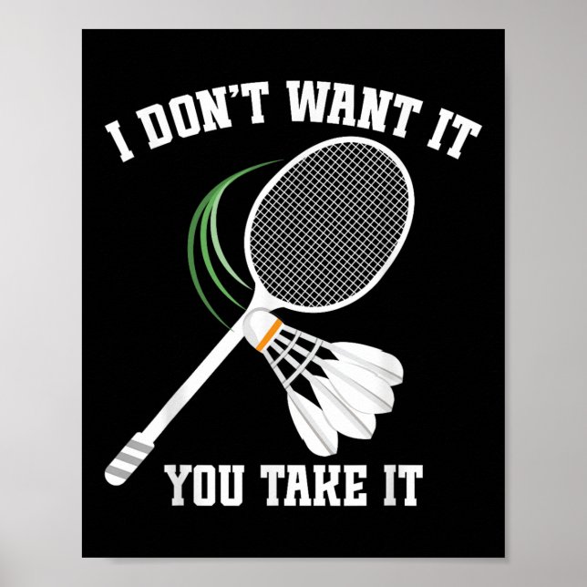 Poster Treinador de Badminton Sem Choro Peteca Jogador de (Frente)