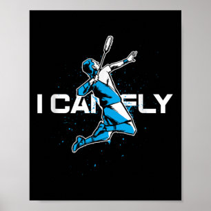 Poster Treinador de Peteca de Badminton Voador Raquete Es