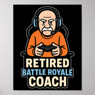 Poster Treinador de Ttile Royale Aposentado Idoso Gamer D