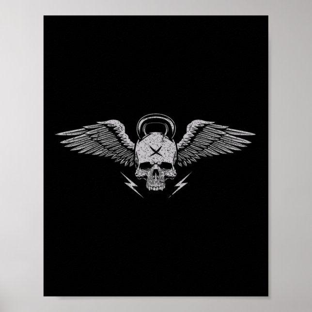 Poster Treinador em Força de Trabalho do Skull Kettlebell (Frente)